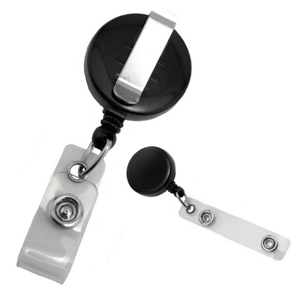 Bilde av Black carabiner ID badge reel with belt clip and 22 mm strap which can be printed. 60270178 (DE,SE,NO,FI,RO,PL)